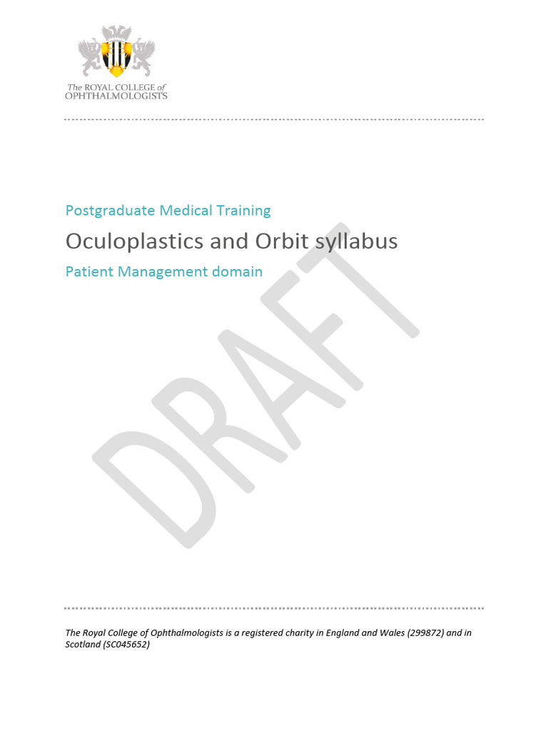Oculoplastics and Orbit Training Syllabus | PDF | Medicine | Medical ...