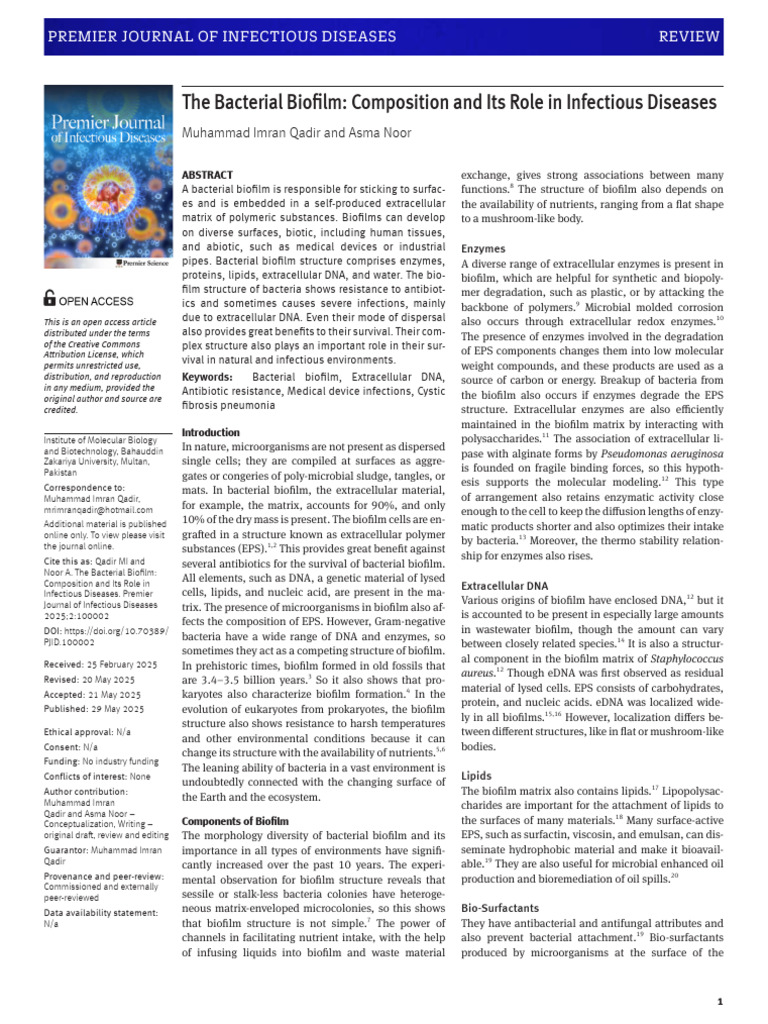 Biofilm Role in Disease | PDF | Biofilm | Bacteria