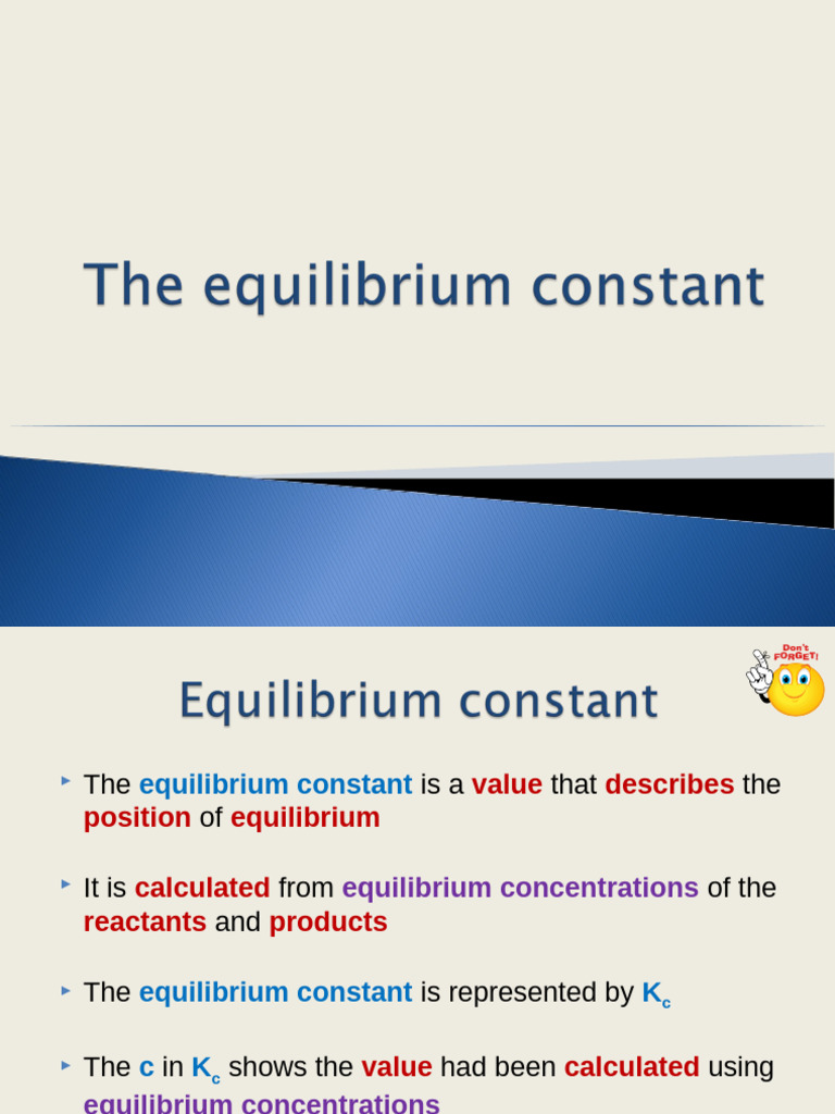 Equilibrium Constant Kc Explained | PDF | Chemical Equilibrium | Methanol