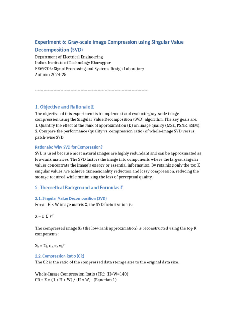 SVD for Gray-scale Image Compression | PDF | Data Compression | Applied ...