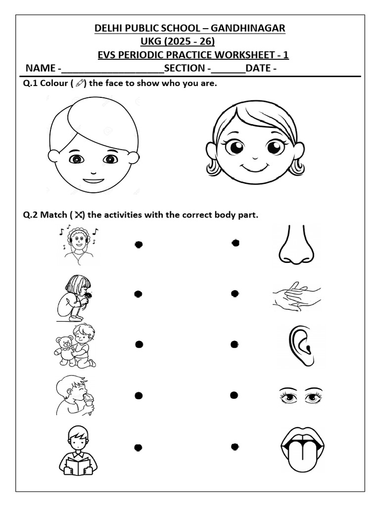 UKG EVS Practice Worksheets 2025-26 | PDF
