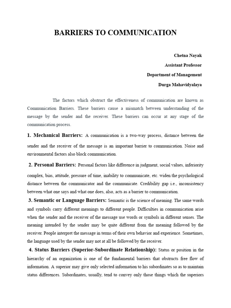 barriers of communication | PDF | Communication | Information
