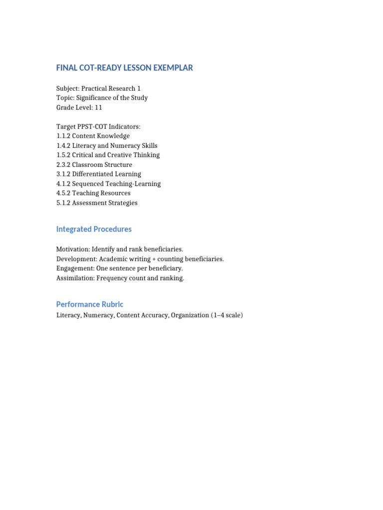 Practical Research 1 Lesson Plan | PDF