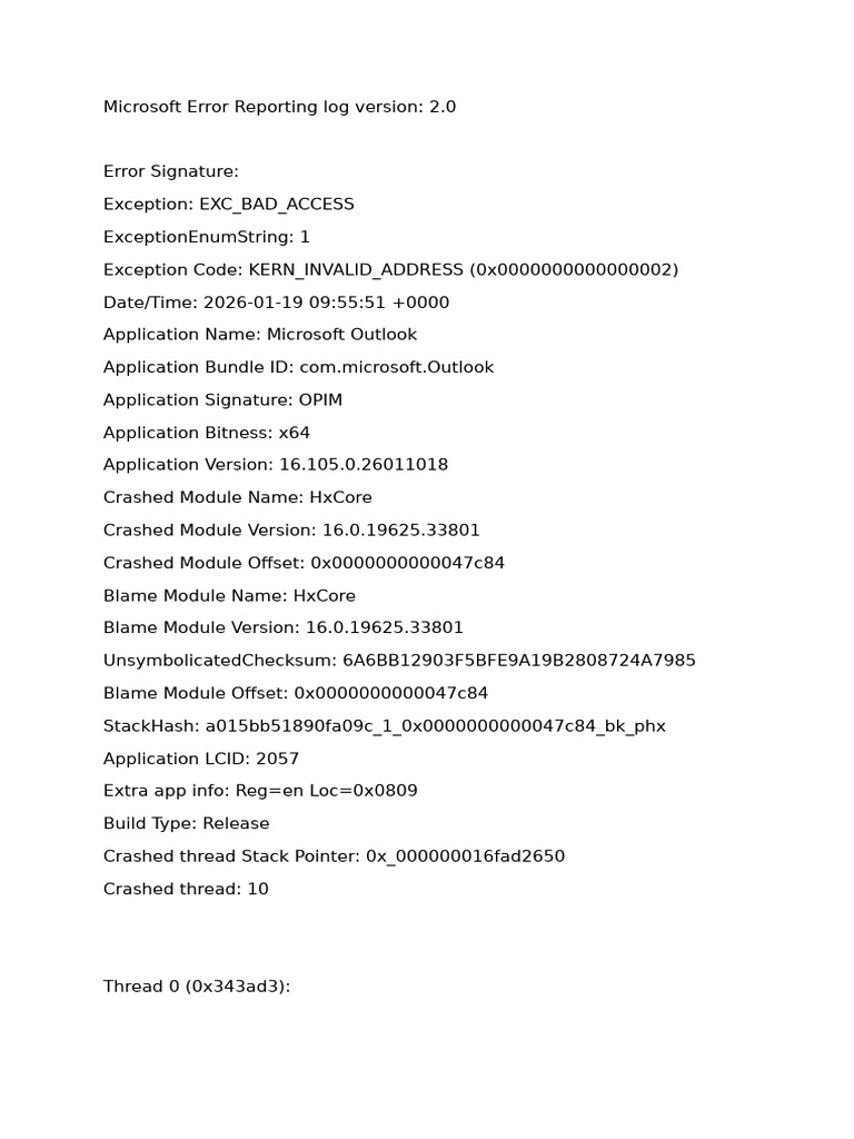 Microsoft Outlook Crash Log Analysis | PDF | Computer Programming ...