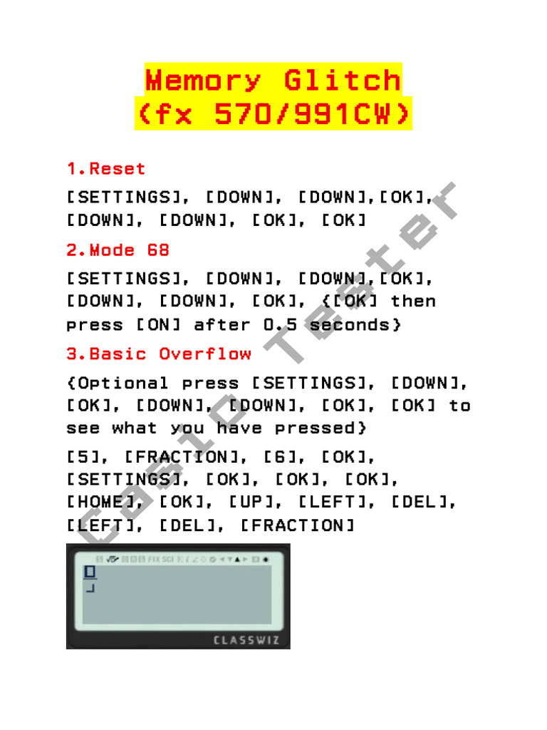 Memory Glitch (Fx570-991cw) | PDF