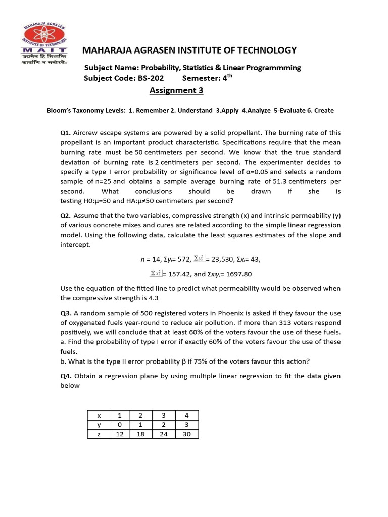 Assignment 3 PSLP | PDF | Statistics | Least Squares