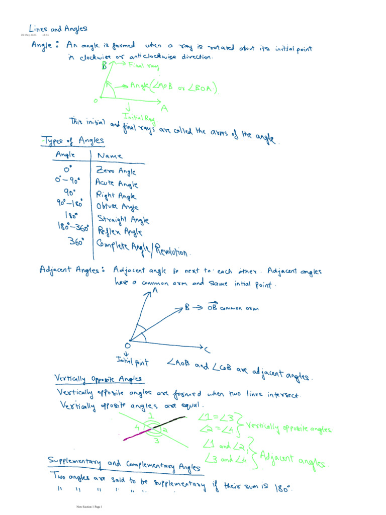 Lines And Angles Theory PDF