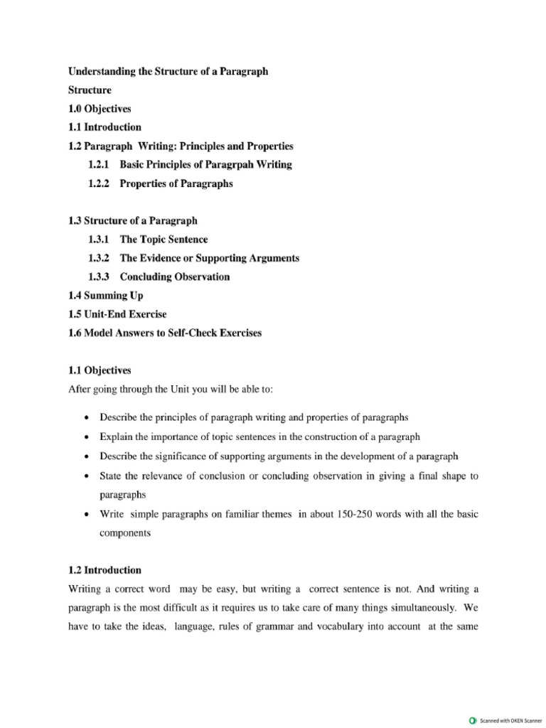 Understanding the Structure of a Paragraph | PDF