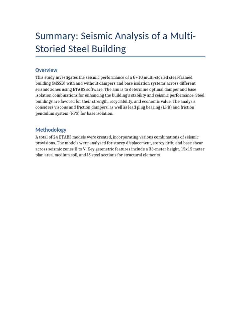 Seismic Performance of Steel Buildings | PDF