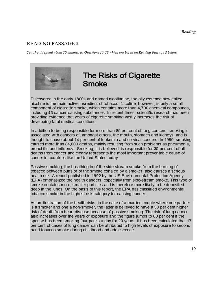 Health Risks of Cigarette Smoke | PDF | Smoking | Tobacco Smoking