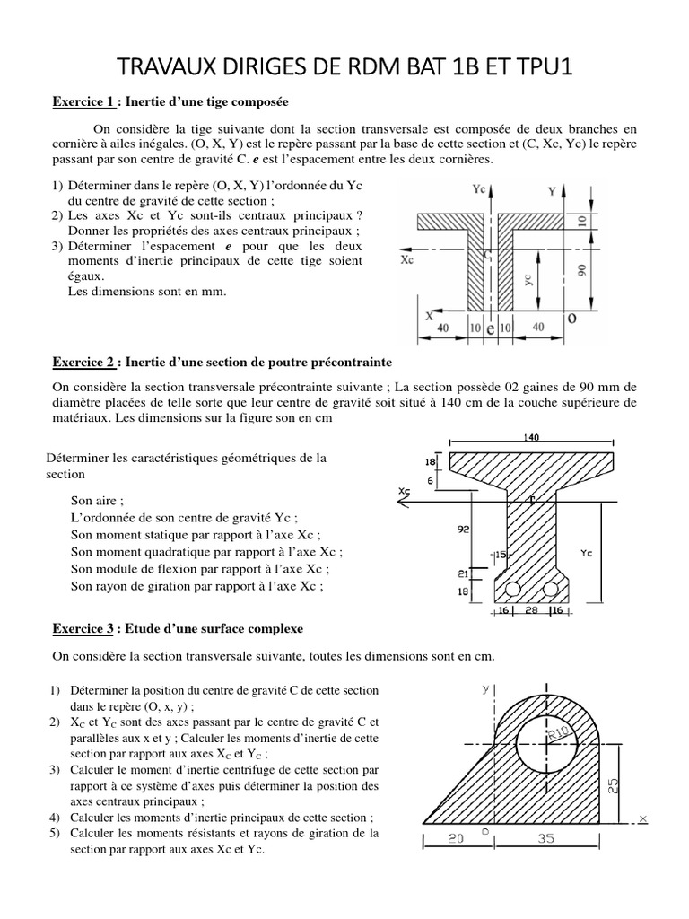 Inertie et Statique des Sections en RDM | PDF | Centre d'inertie ...