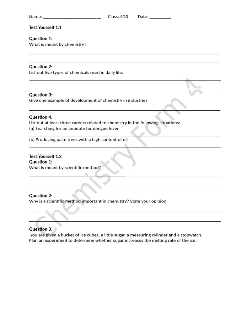 Chap 1 Chem F4 Tesxbook Exercise | PDF | Chemistry | Experiment