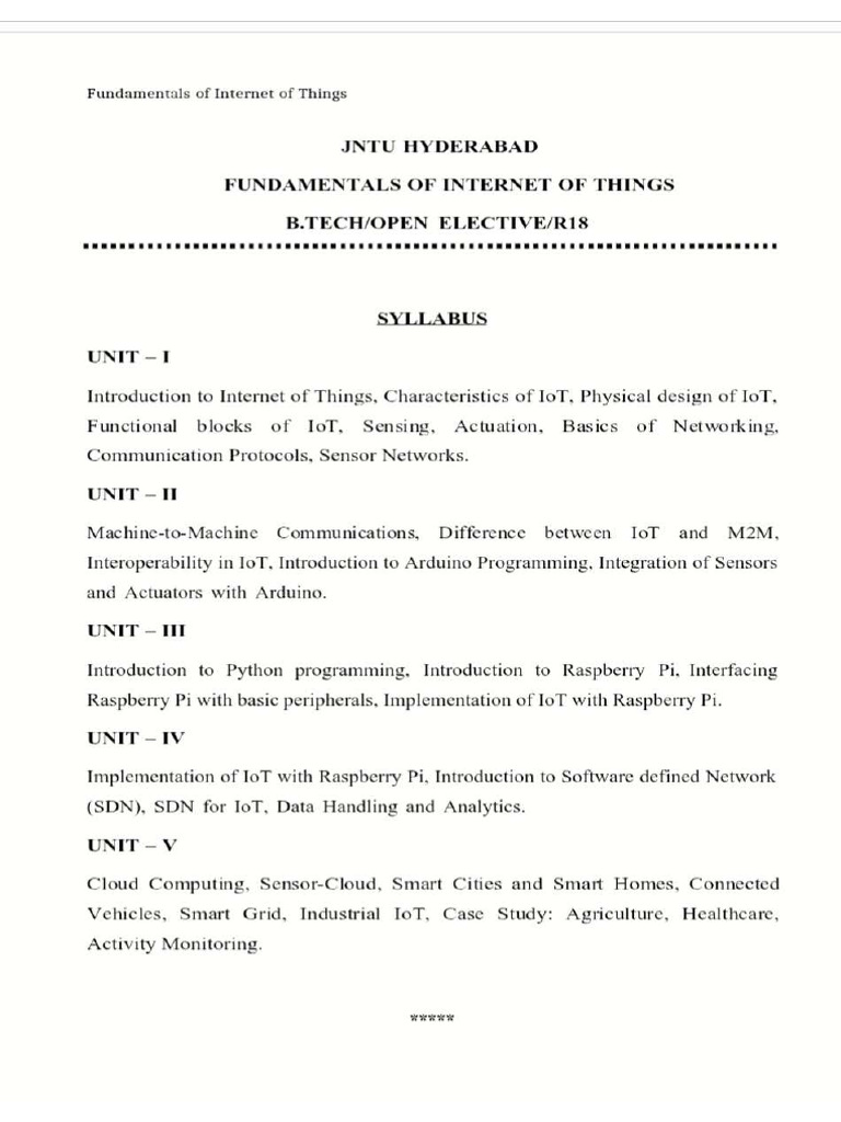 FIOT Unit - 1 | PDF