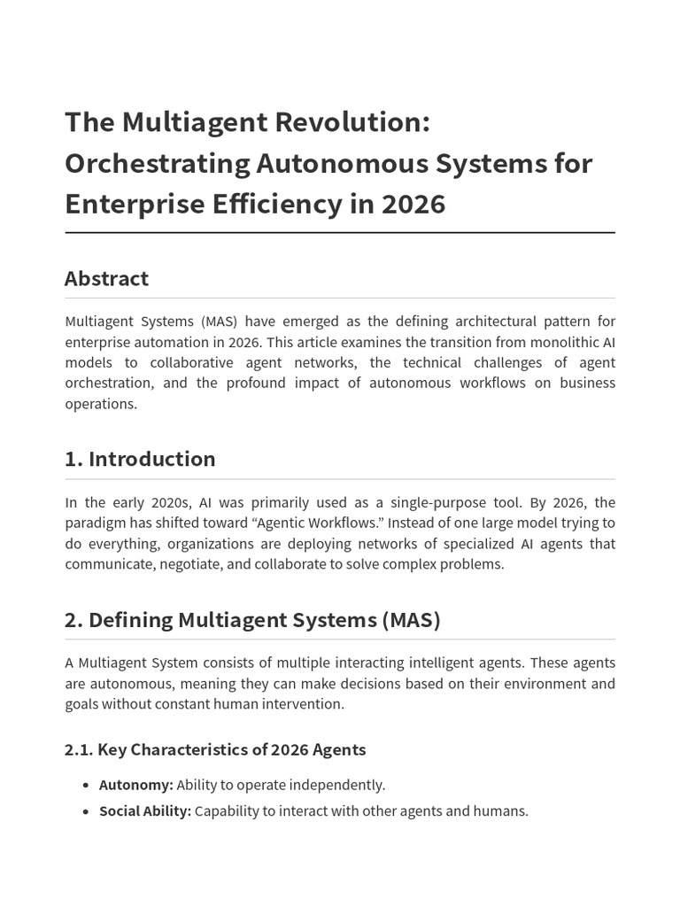 Multiagent Systems for Enterprise 2026 | PDF | Artificial Intelligence ...