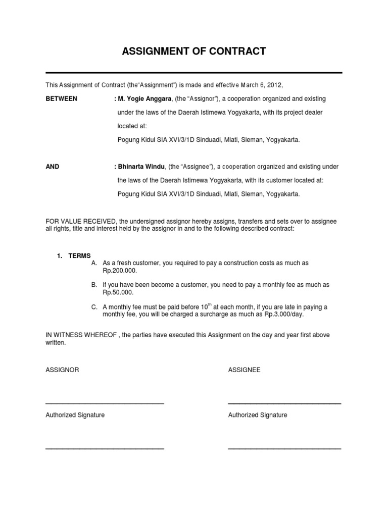 Assignment of Contract | PDF