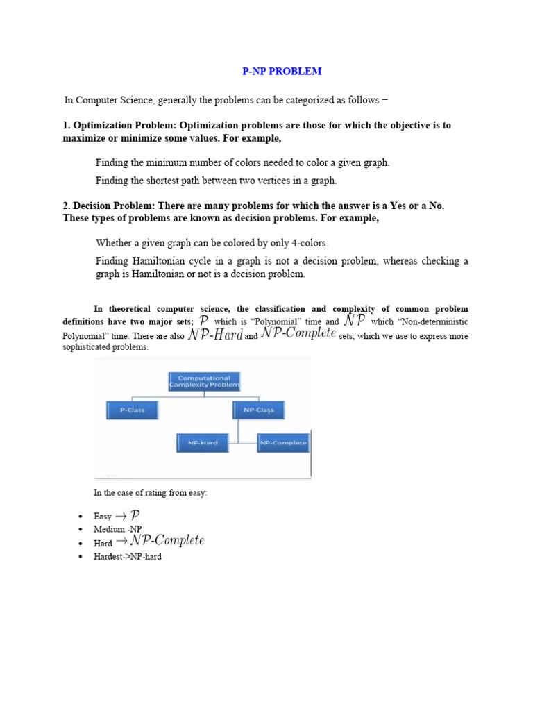 p Np Problem | PDF | Time Complexity | Algorithms