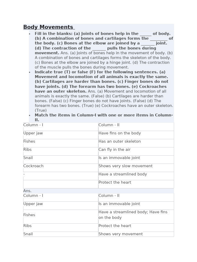 Body Movements 6th | PDF | Skeleton | Musculoskeletal System