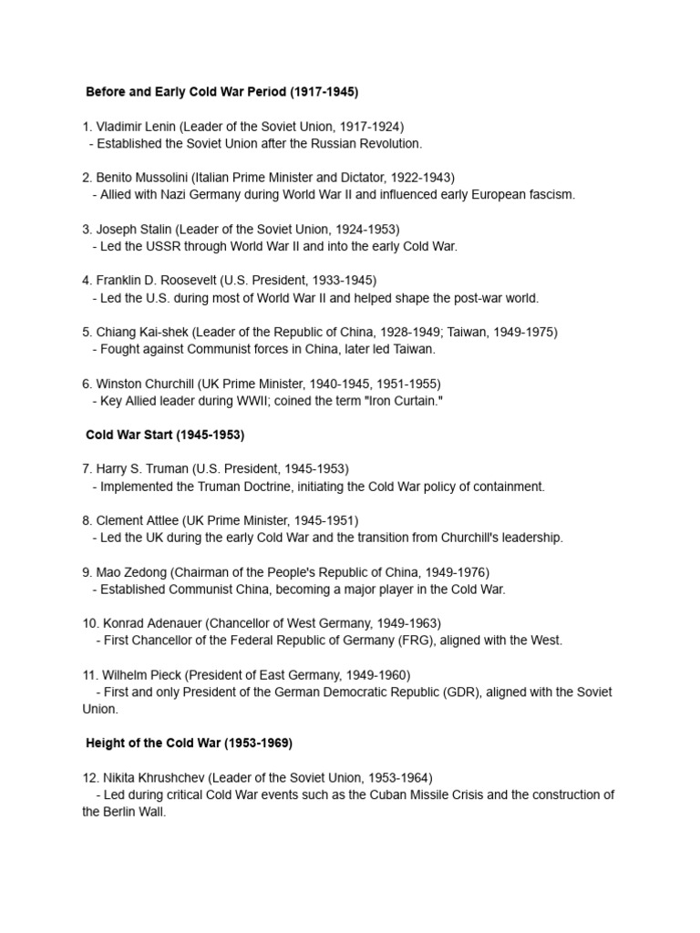 Key Figures of the Cold War Era | PDF | Cold War | Soviet Union