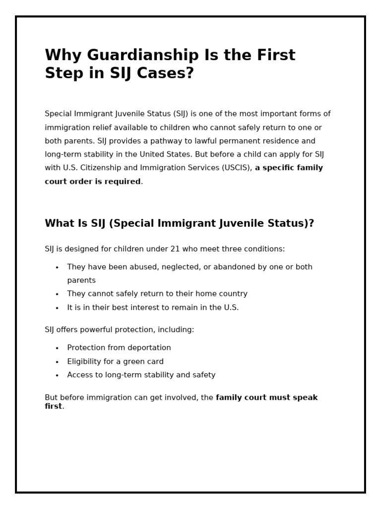 Why Guardianship is the First Step in SIJ Cases | PDF | Legal Guardian ...