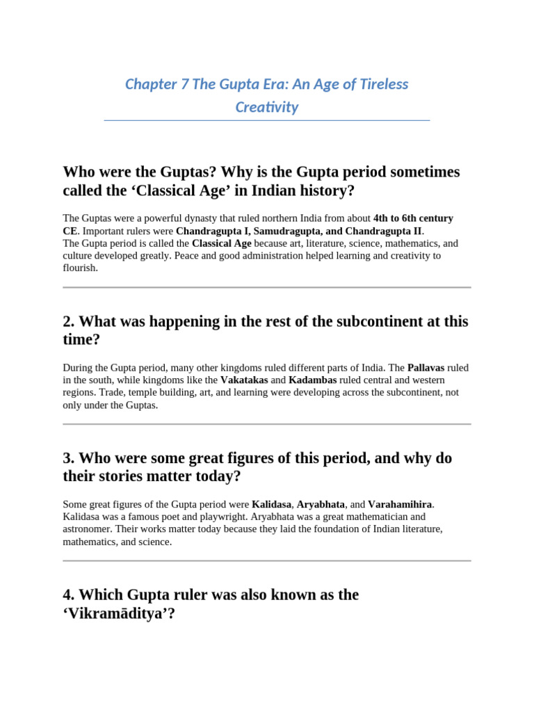Chapter 7 the Gupta Era | PDF