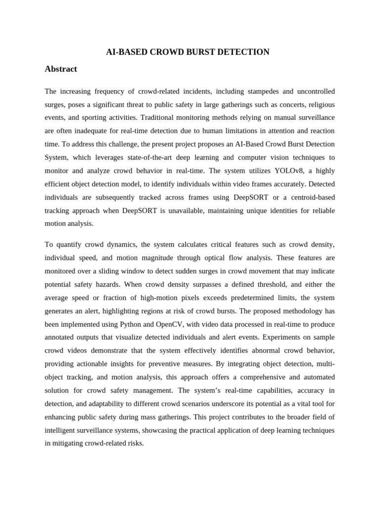 AI Crowd Burst Detection System | PDF | Artificial Intelligence ...