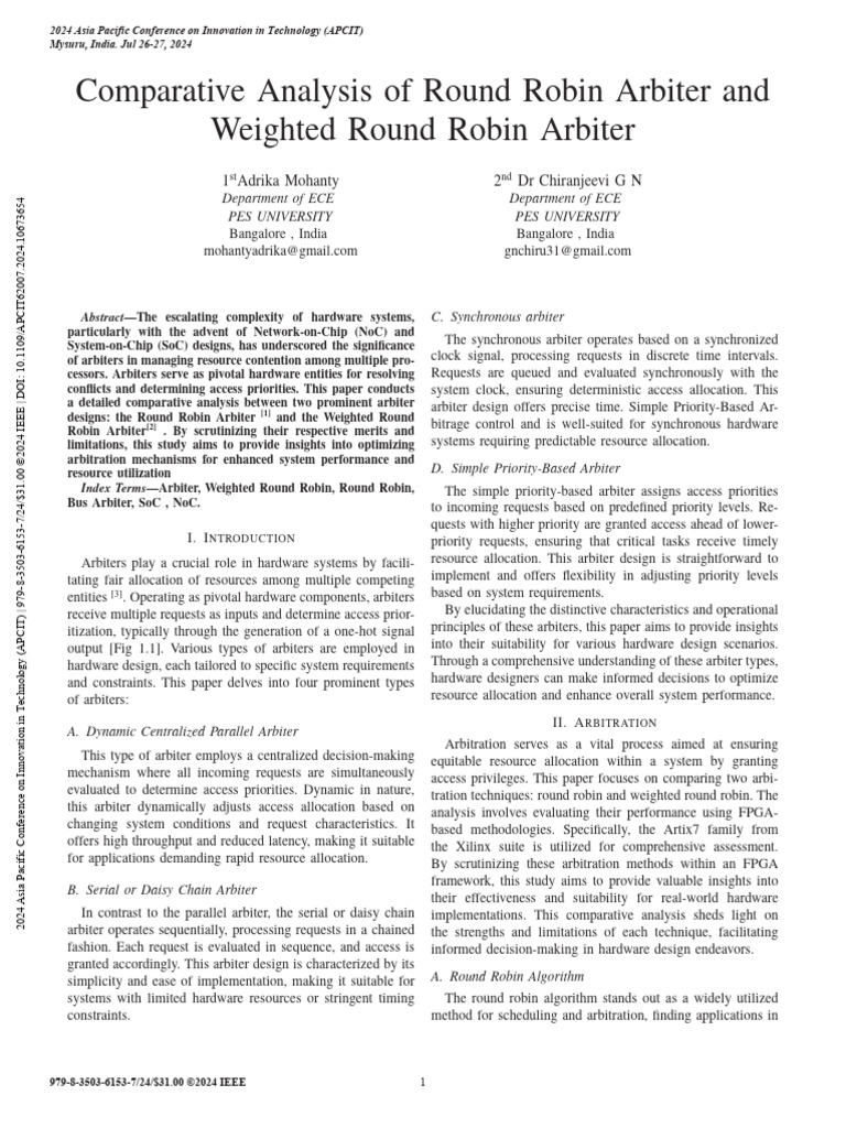Round Robin vs. Weighted Round Robin Arbiter | PDF | System | Arbitral ...