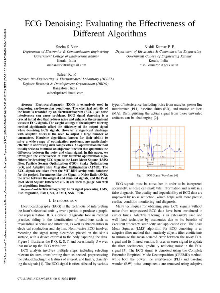 ECG Denoising Algorithms Comparison | PDF | Signal To Noise Ratio ...