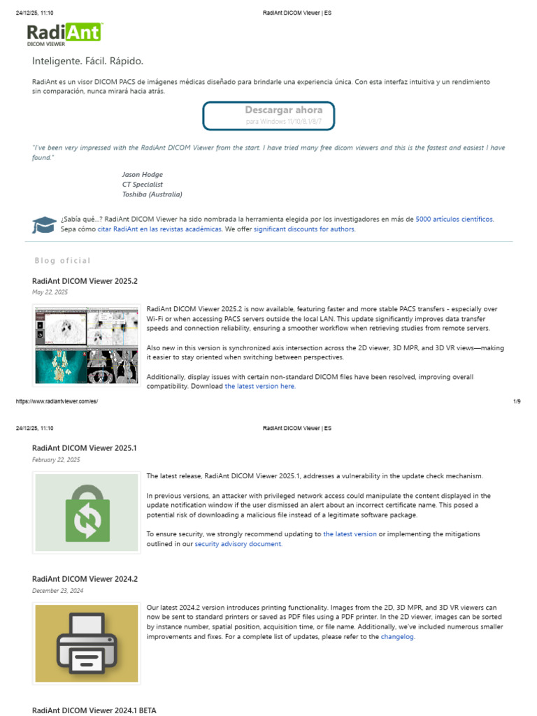 RadiAnt DICOM Viewer 2025.2: Mejoras Clave | PDF | Archivo de ...