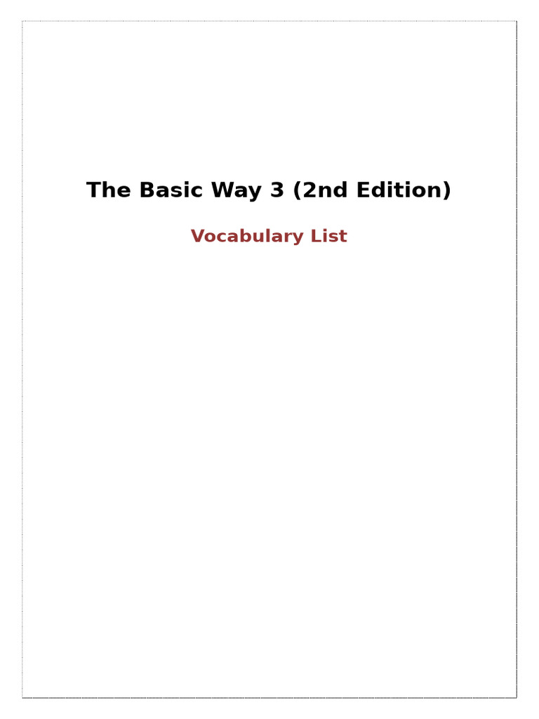 Vocabulary List for Basic Way 3 | PDF