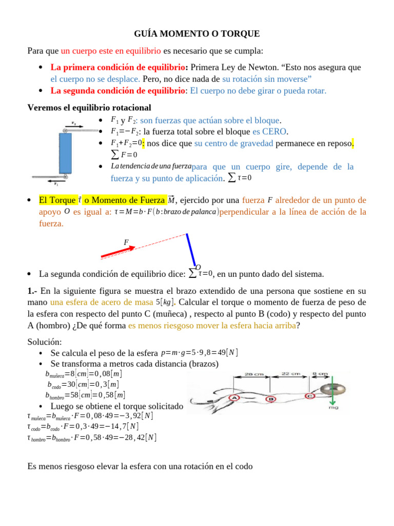 Momento o Torque | PDF | Esfuerzo de torsión | Fuerza