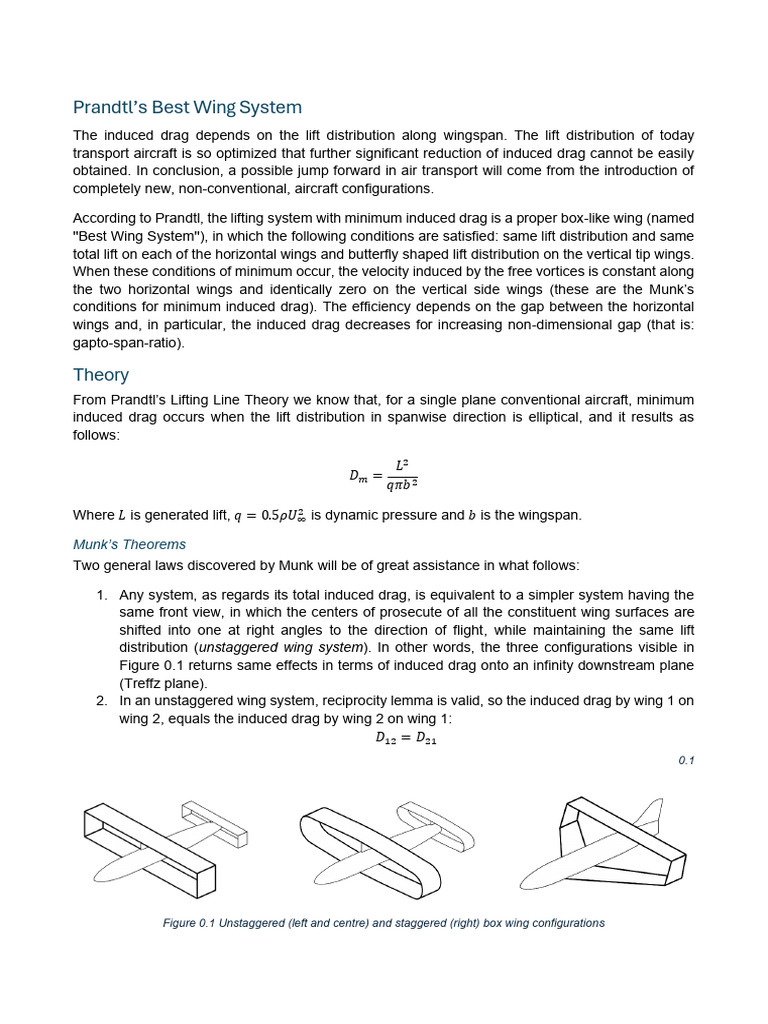 Prandtl's Best Wing System Explained | PDF | Lift (Force) | Drag (Physics)
