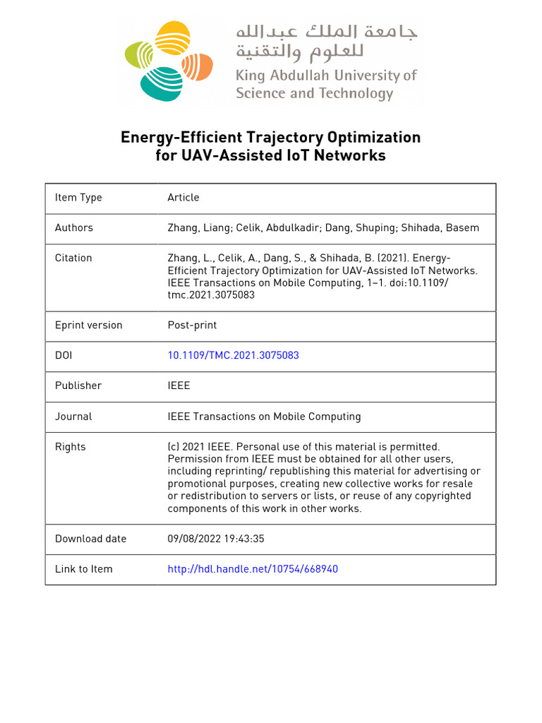 Energy Efficient Trajectory Optimization for Uav Assisted 53277fe3xv ...