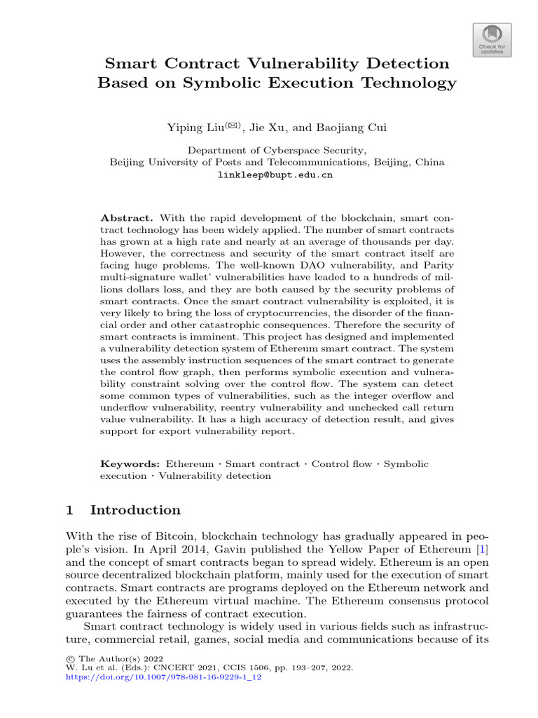 Smart Contract Vulnerability Detection Based on Symbolic 2ph3qddu | PDF ...