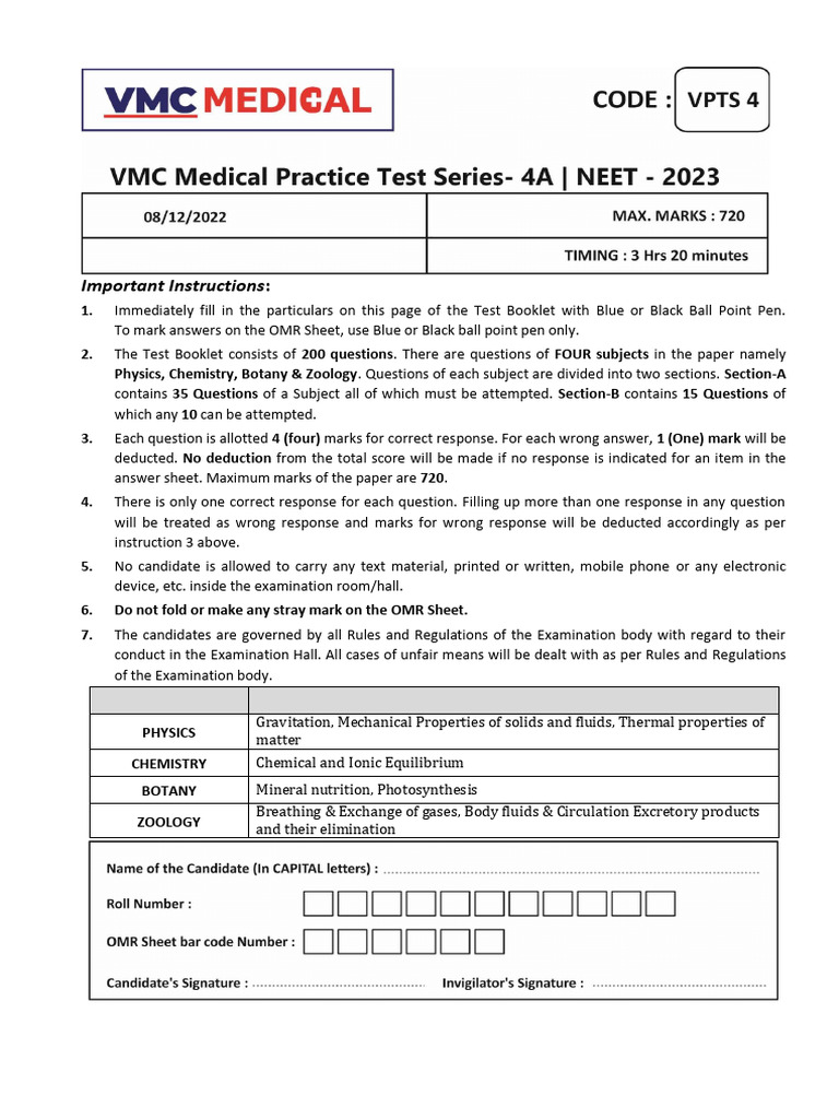 Exam Instructions for Science Test | PDF | Acid Dissociation Constant ...