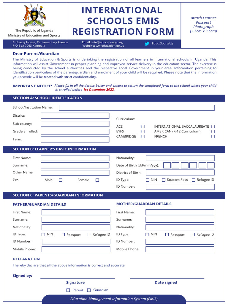 International Learner Emis Registration Form | PDF | Government And ...