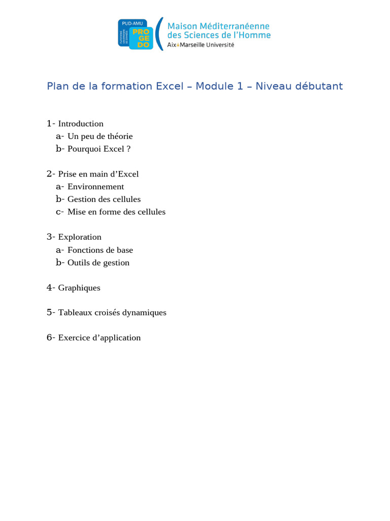 Formation Excel Débutant : Module 1 | PDF