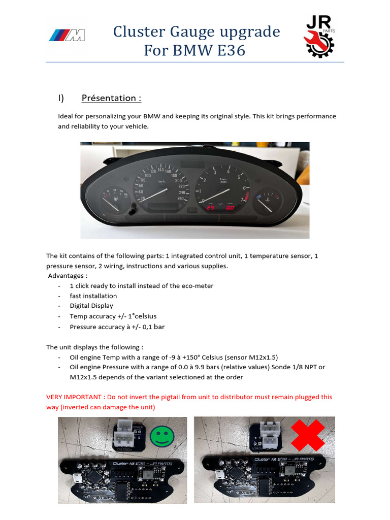 BMW E36 Cluster Gauge Upgrade Guide | PDF | Electrical Connector | Wire