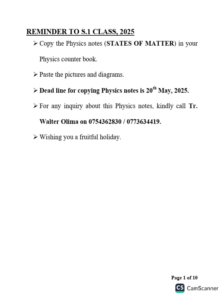 s.1 Physics Notes | PDF | Plasma (Physics) | Gases