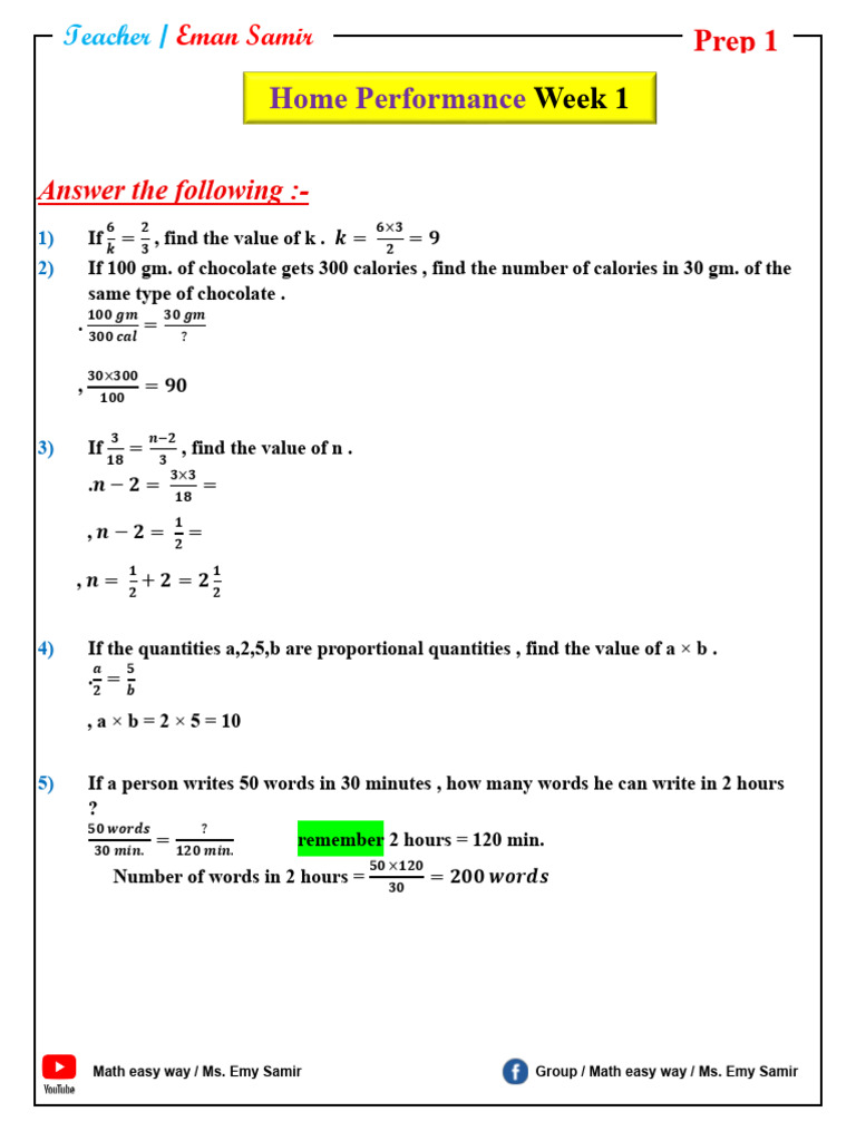 Math Exercises for Prep 1 Students | PDF | Rectangle | Elementary Geometry