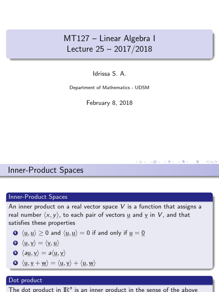 Inner-Product Spaces in Linear Algebra | PDF | Basis (Linear Algebra ...