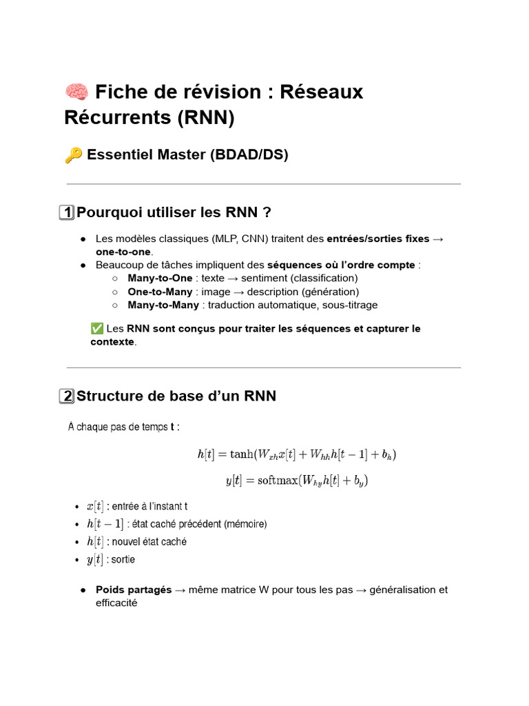 Introduction aux Réseaux Récurrents (RNN) | PDF | Algorithmes ...