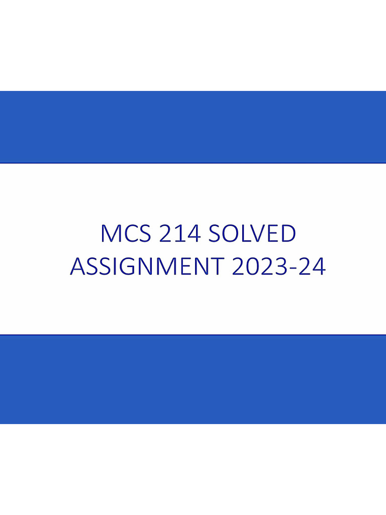 Mca Assignment Ignou 2024 - 2025 | PDF