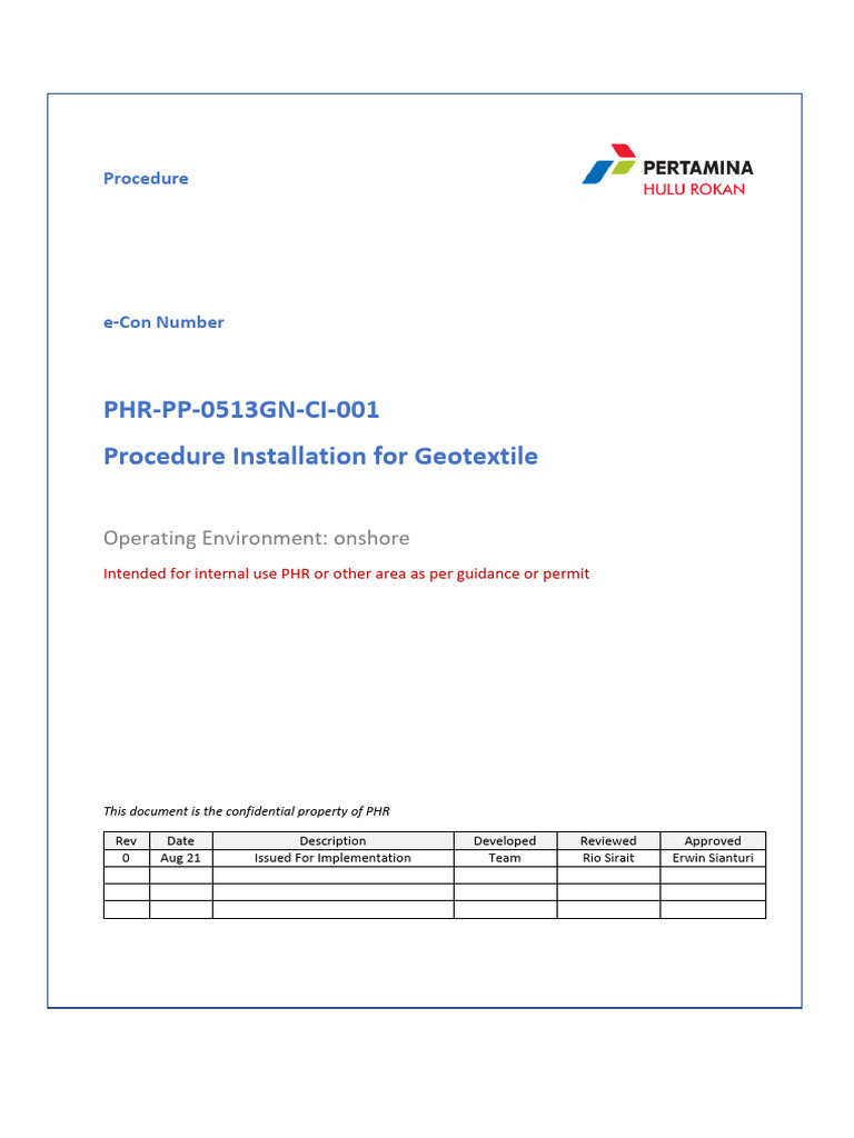 Geotextile Installation Procedure Guide | PDF | Sewing | Specification ...