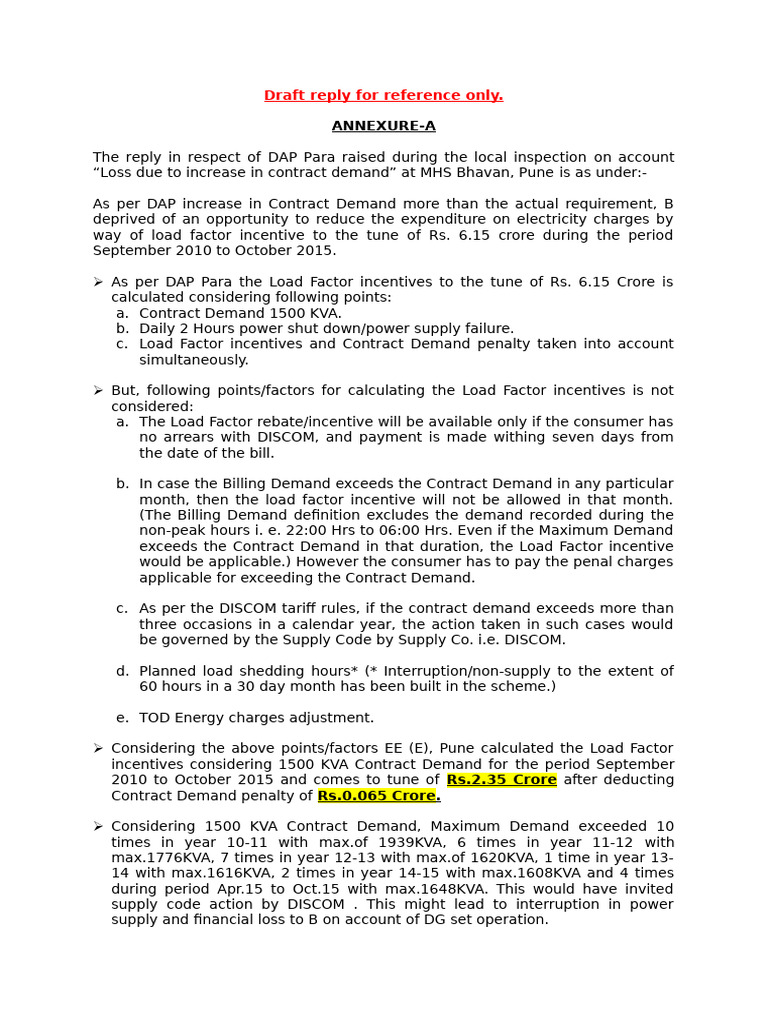 Load Factor Audit reply | PDF | Electric Power | Power (Physics)