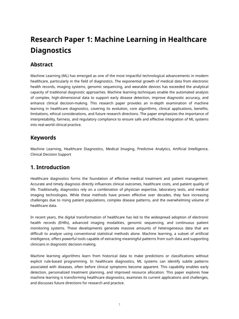 Machine Learning in Healthcare Diagnostics | PDF | Machine Learning ...