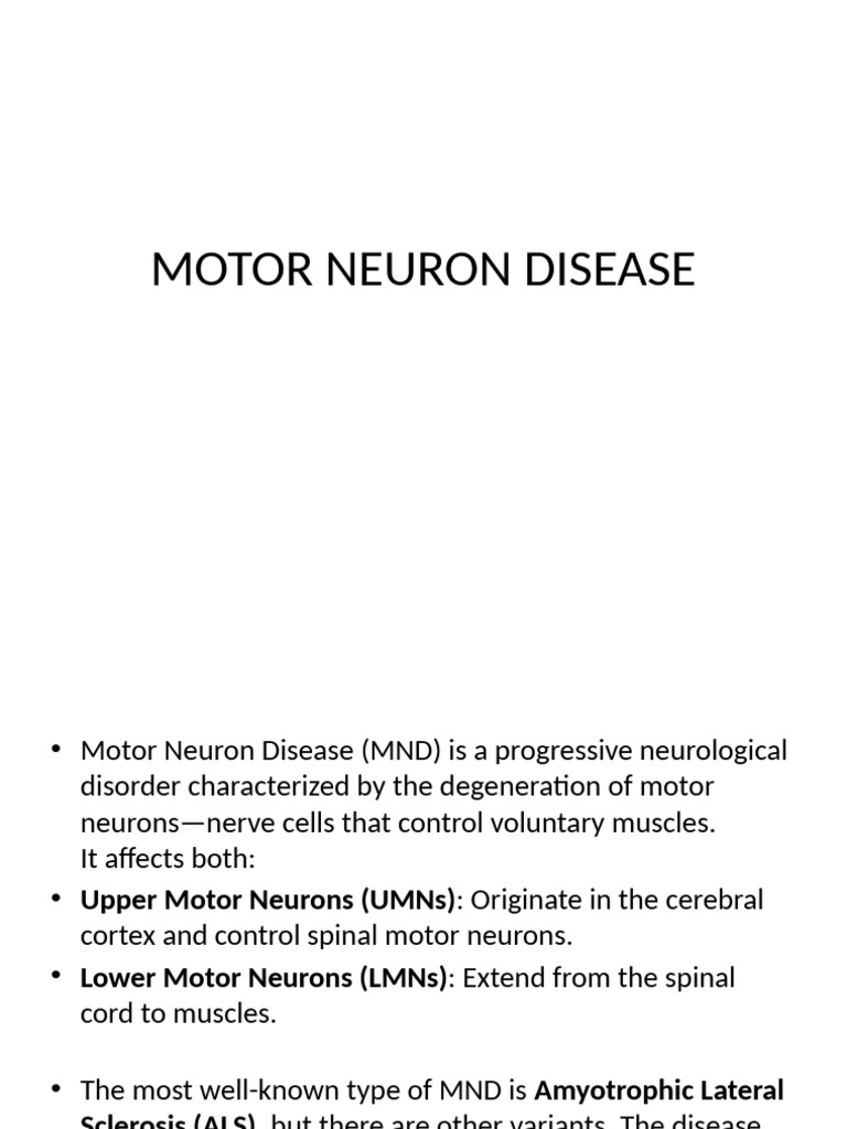 Understanding Motor Neuron Disease (MND) | PDF | Medical Specialties ...