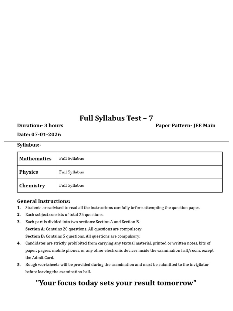 Full Test - 07 (JM)_SOL | PDF | Resonance | Photoelectric Effect
