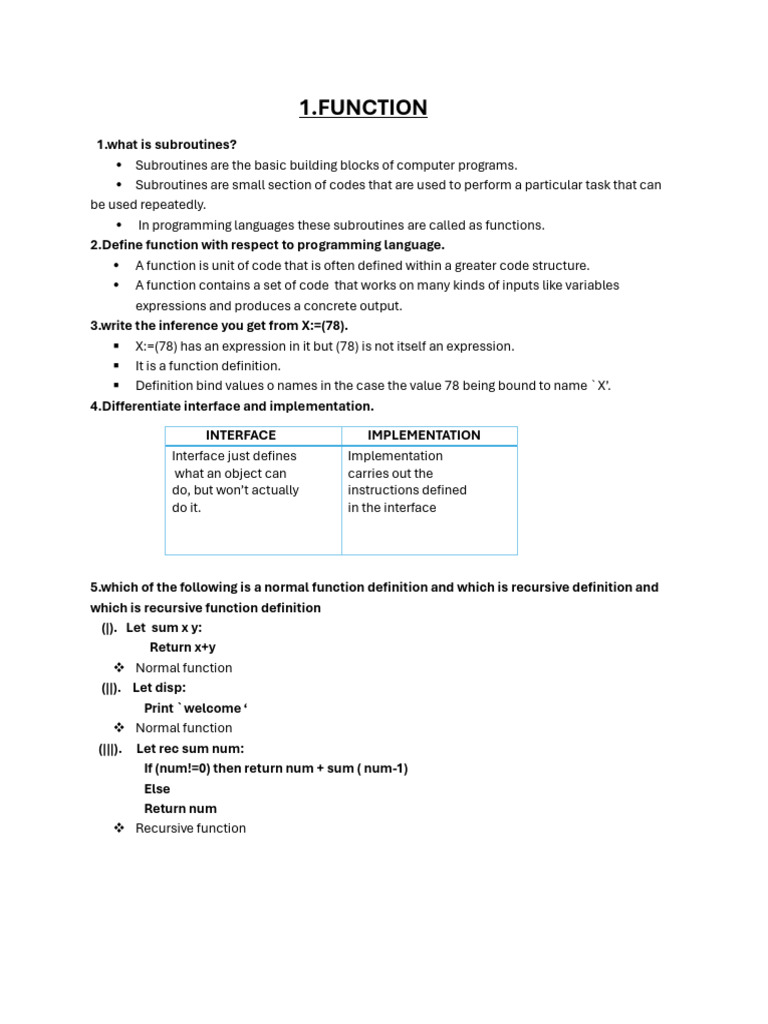 Understanding Functions and Subroutines | PDF | Parameter (Computer ...