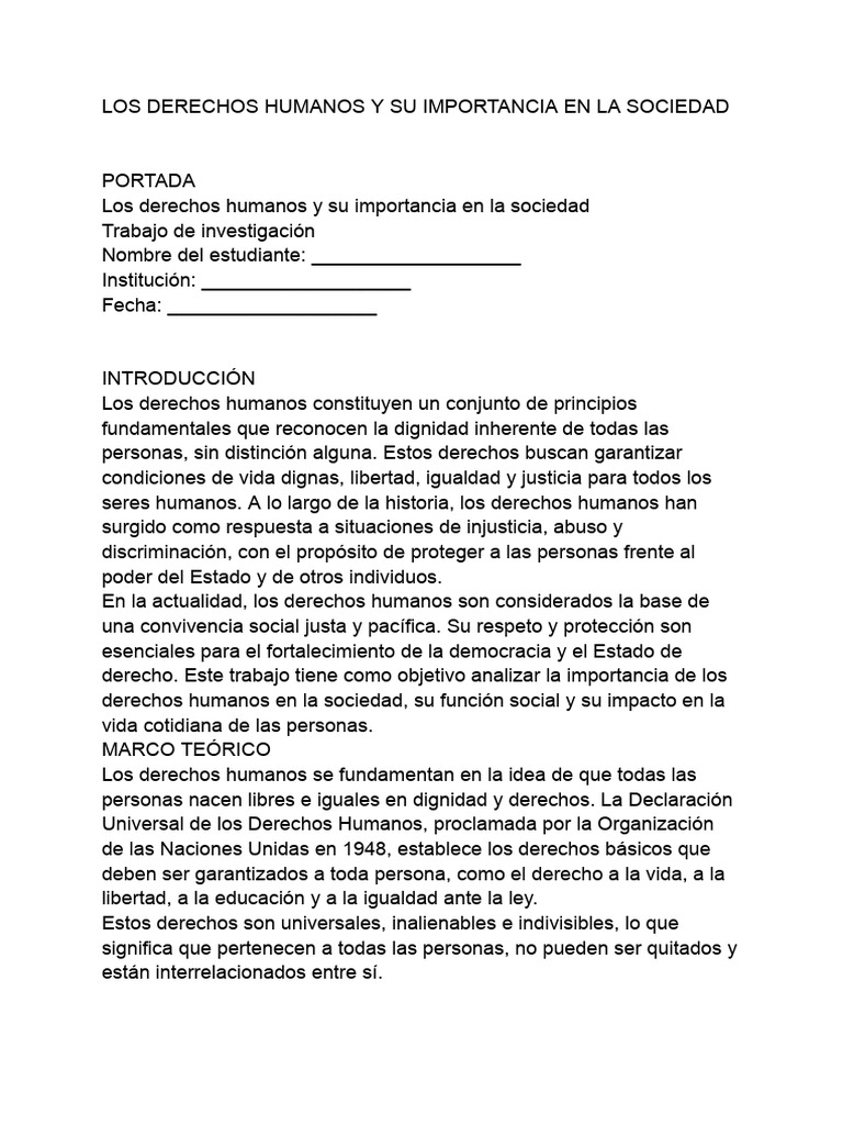 Importancia de los Derechos Humanos | PDF | Derechos humanos | Derechos