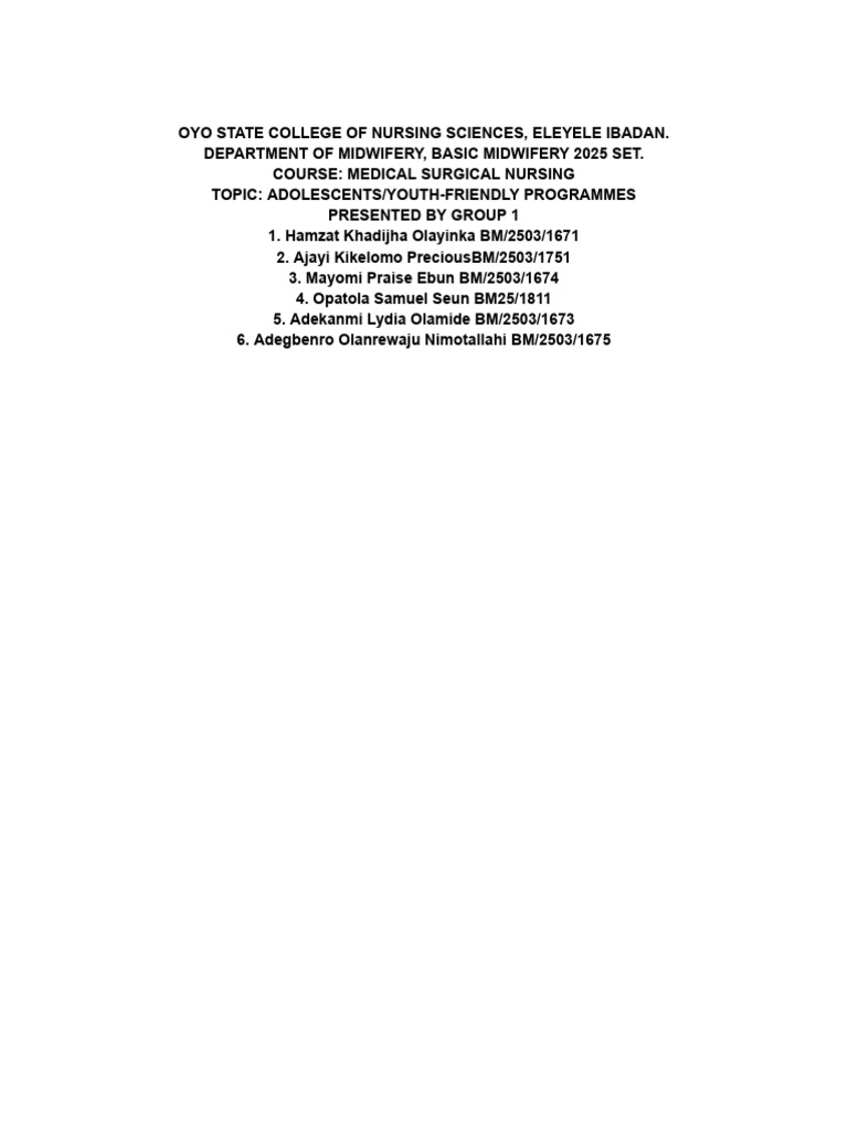 Adolescent Youth-Friendly Health Programs | PDF | Adolescence | Youth
